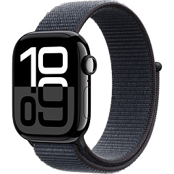 Apple Watch Series 10 46mm GPS Aluminum Case with Sport Loop, Jet Black/Ink (MWWR3) - фото 1