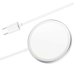 Беспроводное зарядное устройство MagSafe COTECi CS5702 MagSafe Charger с Кабелем Type-C, 15W, silver - фото 2