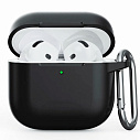 Фото Чехол для AirPods 4 силиконовый черный с карабином