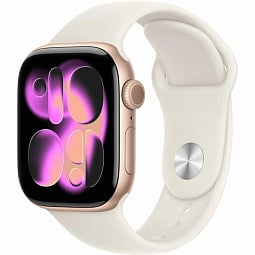 Apple Watch Series 11 42mm GPS Aluminum Case with Sport Band S/M, Rose Gold/Starlight, MEW24/MXLL3 - фото 1