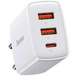 Сетевое зарядное устройство Baseus Compact Quick Charger, мощность Qi: 30 Вт, 20 Вт, EU, белый (CCXJ-E02) - фото 2