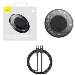 Беспроводное зарядное устройство Baseus Simple 2 Wireless Charger 15W Cluster (CCJJ050001), черный - фото 6