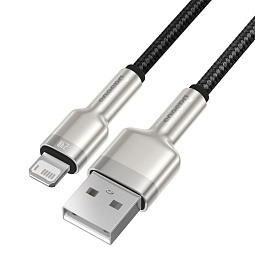 Кабель Baseus Cafule Series Metal Data Cable USB to IP 2.4A 2m, Black - фото 4