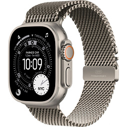 Apple Watch Ultra 3 (2025) 49mm Natural Titanium Case with Natural Titanium Milanese Loop M, MEWY4LW/A - фото 1
