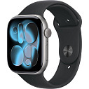 Фото Apple Watch Series 11 46mm GPS Aluminum Case with Sport Band S/M, Space Grey/Black, MEV04
