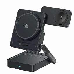 Беспроводное зарядное устройство Baseus PicoGo AF21 3-в-1 Qi 2.2 Wireless Charger 35W (E02054), черный - фото 1