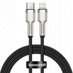 Кабель Baseus Cafule Series Metal Data Cable Type-C - Lightning PD 20W 1m Черный (CATLJK-A01) - фото 1