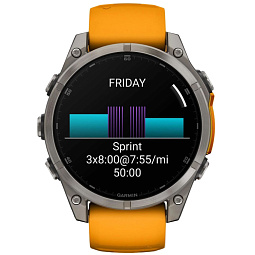Умные часы Garmin FENIX 8 47mm Amoled Sapphire Titanium Spark Orange (010-02904-11) - фото 4