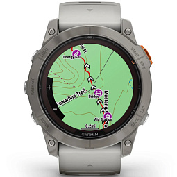 Умные часы Garmin FENIX 7X PRO Sapphire Solar, титановый с дымчато-серым оранжевым ремешком (010-02778-15) - фото 5