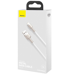 Кабель Baseus Cafule Series Metal Data Cable USB to IP 2.4A 1m, White - фото 10