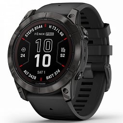 Умные часы Garmin FENIX 7X PRO Sapphire Solar Edition, титановый угольно-серый корпус с черным ремешком (010-02778-11) - фото 1