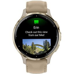 Умные часы Garmin VENU 3S, французский серый с золотистым безелем и кожаным ремешком (010-02785-55) - фото 4