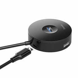 USB - хаб Baseus round box HUB adapter USB3.0 to USB3.0*1+USB2.0*3 1m Black - фото 5