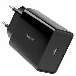 Сетевое зарядное устройство Baseus Speed Mini QC Quick Charger 1C 20W EU Black (CCFS-SN01) - фото 1