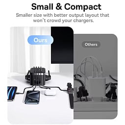 Быстрое настольное зарядное устройство 7 в 1: 3-Розетки+2U+2C 30W Baseus PowerCombo Cube Power Strip, длина кабеля 1.5 м EU (E00066400117-00) - фото 10
