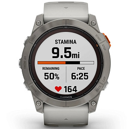 Умные часы Garmin FENIX 7X PRO Sapphire Solar, титановый с дымчато-серым оранжевым ремешком (010-02778-15) - фото 9