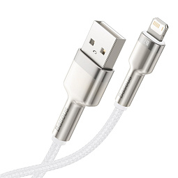 Кабель Baseus Cafule Series Metal Data Cable USB to IP 2.4A 1m, White - фото 3
