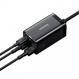 Сетевое зарядное устройство Baseus GaN3 Pro Desktop Fast Charger, 2C+2USB, 100W EU + Cable Type-C to Type-C 100W 1м, Черный, (CCGP000101) - фото 4