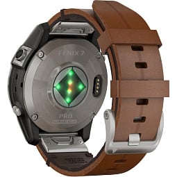 Умные часы Garmin FENIX 7 Pro Sapphire Solar титановый серый с коричневым кожаным ремешком (010-02777-30) - фото 3