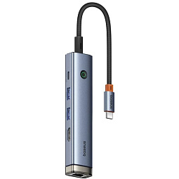 ХАБ Baseus UltraJoy Series 5-Port HUB AIR (Type-C to HDMI 4K 60Hz*1+USB3.0*2+PD*1+RJ45*1) - фото 1