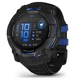 Умные часы Garmin INSTINCT 3 AMOLED 50mm Black with Black/Bolt Blue Band (010-03020-03) - фото 1