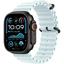 Apple Watch Ultra 2 (2024) 49mm Black Titanium Case with Ice Blue Ocean Band, MYP83