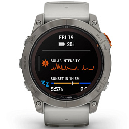 Умные часы Garmin FENIX 7X PRO Sapphire Solar, титановый с дымчато-серым оранжевым ремешком (010-02778-15) - фото 4
