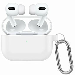 Чехол силиконовый для AirPods Pro 3 белый с карабином - фото 1