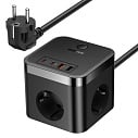 Фото Быстрое настольное зарядное устройство 7 в 1: 3-Розетки+2U+2C 30W Baseus PowerCombo Cube Power Strip, длина кабеля 1.5 м EU (E00066400117-00)
