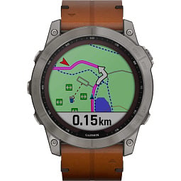 Умные часы Garmin FENIX 7X Sapphire Solar титановый черный с коричневым кожаным ремешком (010-02541-19) - фото 6