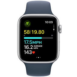 Apple Watch SE 2023 GPS 44mm Aluminum Case with Sport Band S/M, Silver/Storm Blue (Серебристый/синий), MREC3 - фото 3