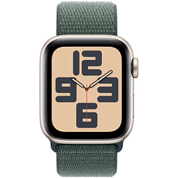 Apple Watch SE 2024 GPS 40mm Aluminium Case with Sport Loop, Starlight/Lake Green (Сияющая звезда/зеленый), MXEH3 - фото 2