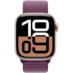 Apple Watch Series 10 46mm GPS Aluminum Case with Sport Loop, Rose Gold/Plum (MWWV3LW/A) - фото 2