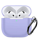 Фото Чехол для AirPods 4 силиконовый лавандовый с карабином