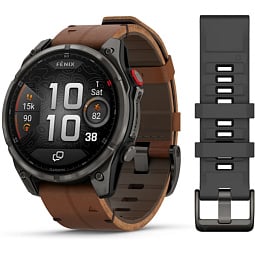 Умные часы Garmin FENIX 8 Pro 47mm Amoled Sapphire Carbon Grey DLC Titanium with Chestnut Leather Band (010-03198-40) - фото 1