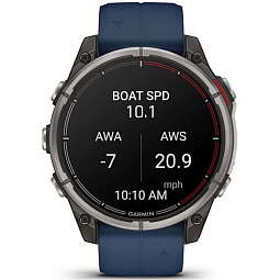 Умные часы Garmin Quatix 8 47mm AMOLED Sapphire, титановые с синим ремешком, (010-02904-51) - фото 4