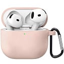Фото Чехол для AirPods 4 силиконовый бежевый с карабином