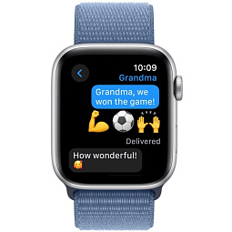 Apple Watch SE 2023 GPS 40mm Aluminum Case with Sport Loop, Silver/Winter Blue (Серебристый/зимний синий), MRE33 - фото 5