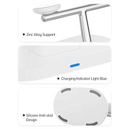 Беспроводное зарядное устройство COTECI WS-39 3 in 1 MagSafe Stand Wireless Fast Charger, White - фото 4