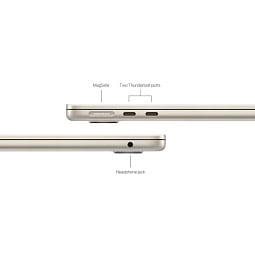 15.3" Ноутбук Apple MacBook Air 15 2024 2880x1864, Apple M3, RAM 24 ГБ, SSD 512 ГБ, 8C CPU/10C GPU, macOS, Starlight (MC9K4) - фото 6