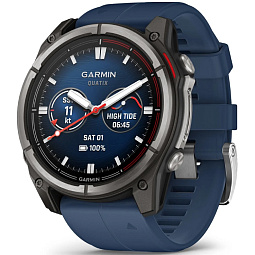 Умные часы Garmin Quatix 8 51mm AMOLED Sapphire, титановые с синим ремешком, (010-02905-91) - фото 1