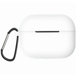 Чехол для AirPods 3 силиконовый белый с карабином - фото 1