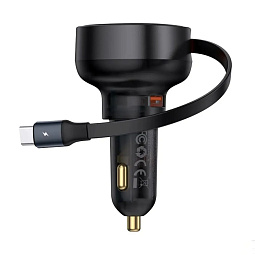 Автомобильное зарядное устройство Baseus Built in Retractable Cable Usb Port Type-C Cable 60W CCTXP-UC P00057800111-00 - фото 1
