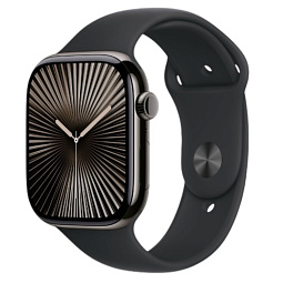 Apple Watch Series 10 42mm GPS Slate Titanium Case with Black Sport Band M/L (MWXH3) - фото 1