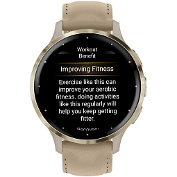 Умные часы Garmin VENU 3S, французский серый с золотистым безелем и кожаным ремешком (010-02785-55) - фото 5