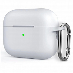 Чехол силиконовый для AirPods Pro 2 белый с карабином - фото 2