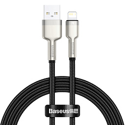 Кабель Baseus Cafule Series Metal Data Cable USB to IP 2.4A 1m, Black - фото 1