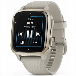 Умные часы Garmin Venu Sq 2 Music Edition, серый с безелем цвета кремового золота и силиконовым ремешком, 010-02700-12 - фото 3