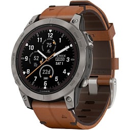 Умные часы Garmin FENIX 7 Pro Sapphire Solar титановый серый с коричневым кожаным ремешком (010-02777-30) - фото 1