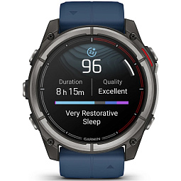 Умные часы Garmin Quatix 8 51mm AMOLED Sapphire, титановые с синим ремешком, (010-02905-91) - фото 2